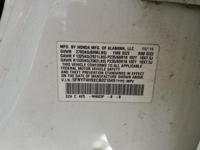 2012 HONDA PILOT TOUR - 5FNYF4H9XCB021049