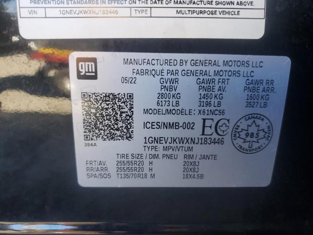 2022 CHEVROLET TRAVERSE RS 1GNEVJKWXNJ183446