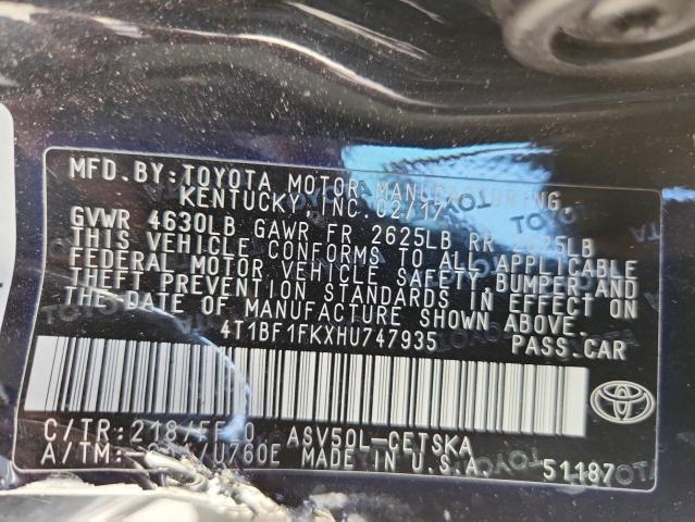 2017 TOYOTA CAMRY LE 4T1BF1FKXHU747935