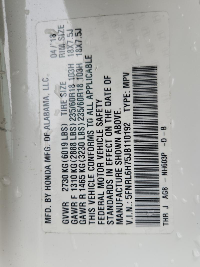 2018 HONDA ODYSSEY - 5FNRL6H75JB110192