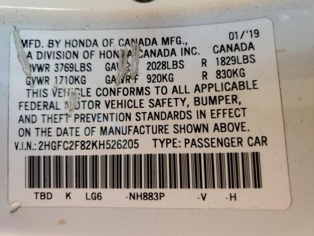 2019 HONDA CIVIC SPOR - 2HGFC2F82KH526205