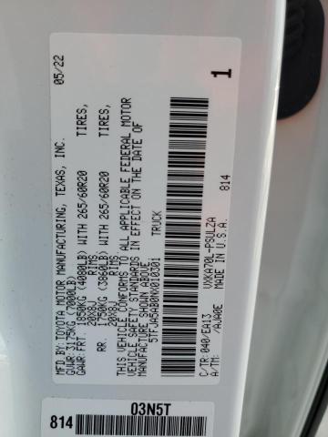 2022 TOYOTA TUNDRA CRE 5TFJA5AB0NX010301