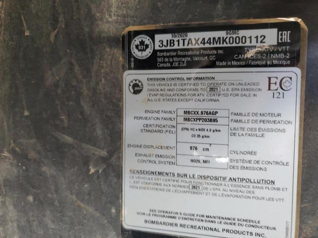 2021 CAN-AM MAVERICK S 3JB1TAX44MK000112