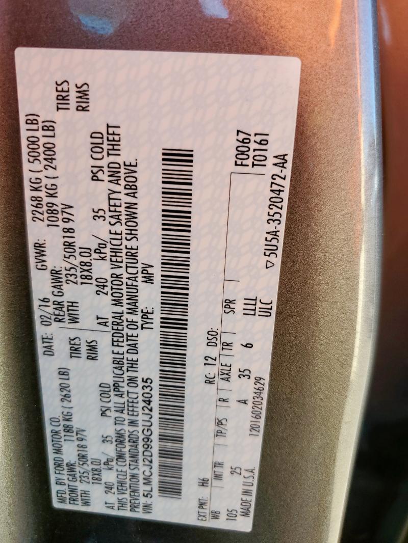 2016 LINCOLN MKC SELECT 5LMCJ2D99GUJ24035