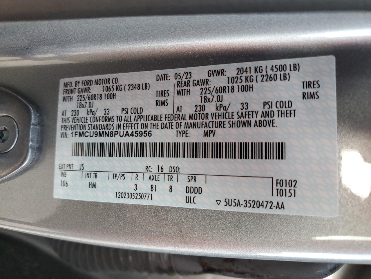 Lot #3301834332 2023 FORD ESCAPE ST LINE