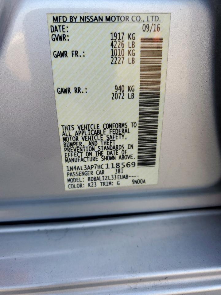 Lot #3311747721 2017 NISSAN ALTIMA 2.5