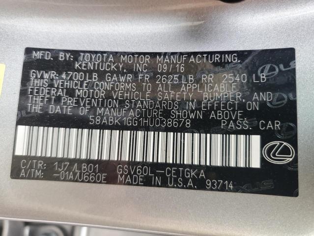 2017 LEXUS ES 350 - 58ABK1GG1HU038678