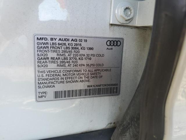 2019 AUDI Q7 PREMIUM PLUS WA1LHAF72KD035600