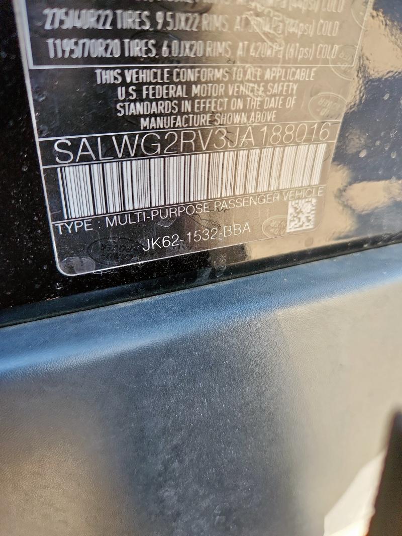 2018 LAND ROVER RANGE ROVE - SALWG2RV3JA188016