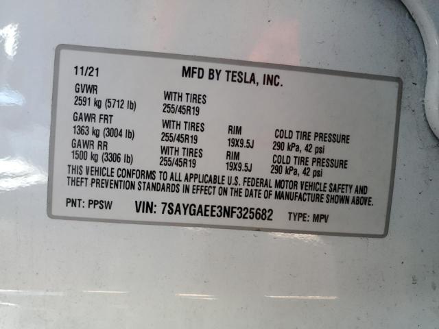 2022 TESLA MODEL Y - 7SAYGAEE3NF325682