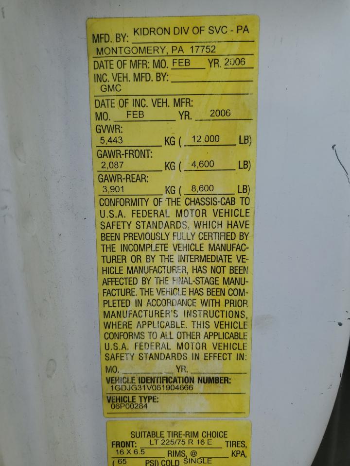 Lot #3256677424 2006 GMC SAVANA CUTAWAY G3500