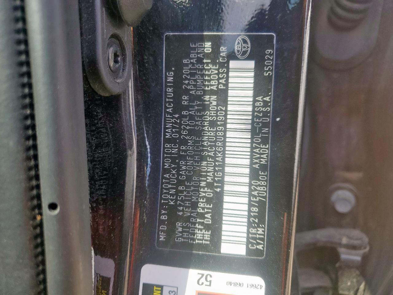 Lot #3302915069 2024 TOYOTA CAMRY SE N