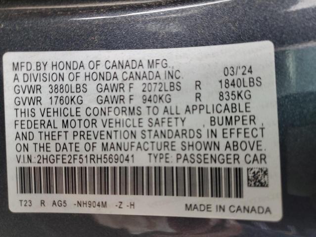 2024 HONDA CIVIC SPOR - 2HGFE2F51RH569041