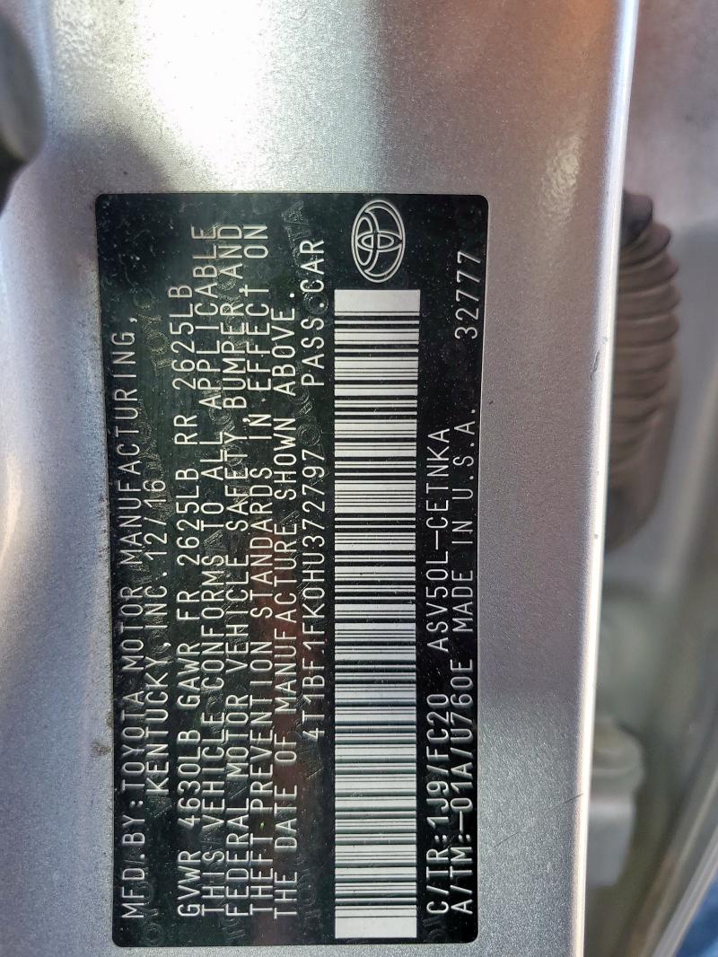 2017 TOYOTA CAMRY LE #3316089253