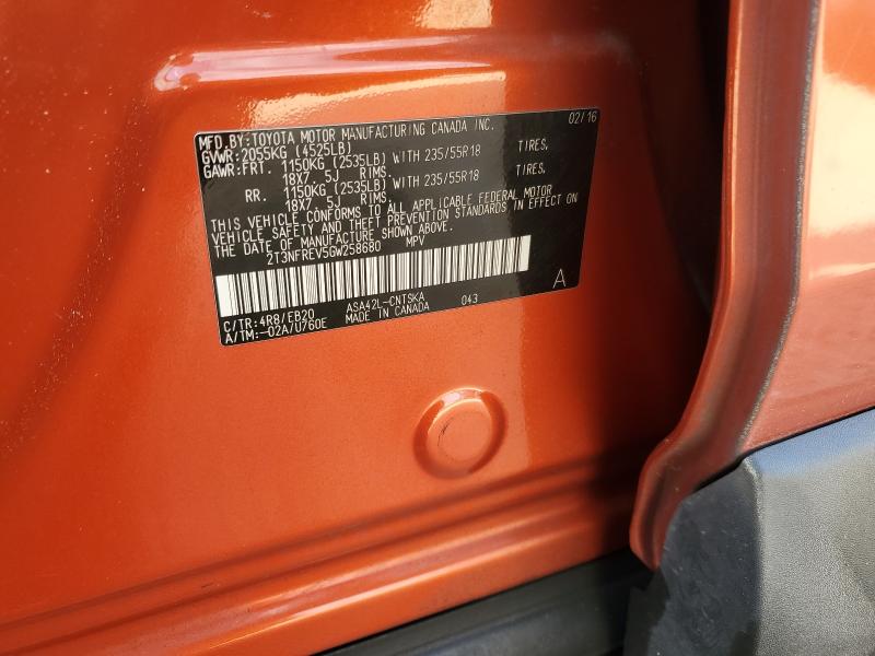 2016 TOYOTA RAV4 SE 2T3NFREV5GW258680