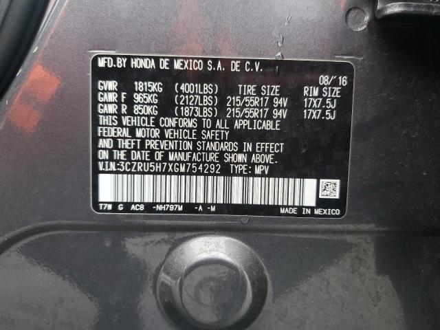 2016 HONDA HR-V EXL - 3CZRU5H7XGM754292