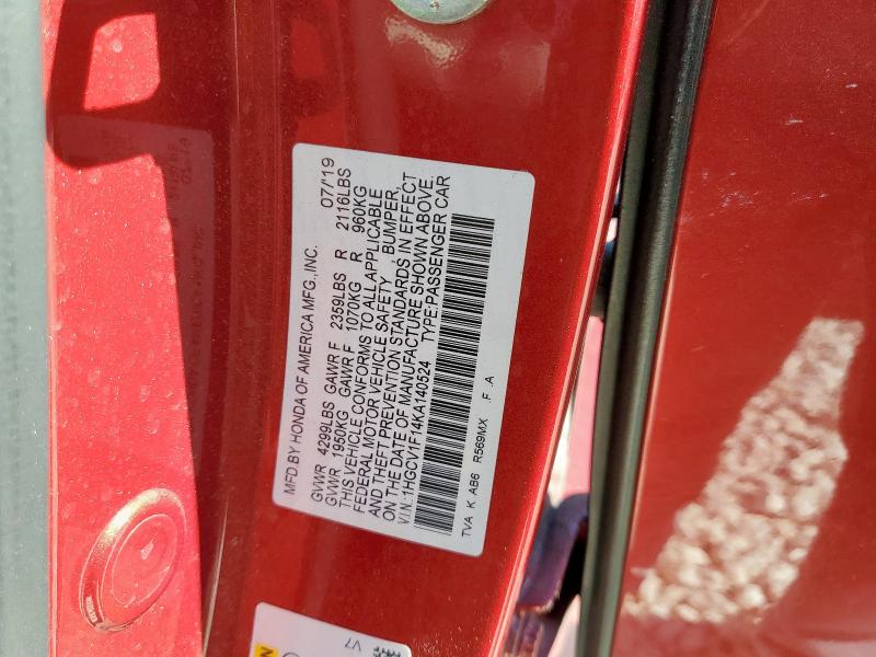 2019 HONDA ACCORD LX - 1HGCV1F14KA140524