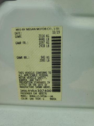 2020 NISSAN ALTIMA PLA 1N4AL4FV0LN307400