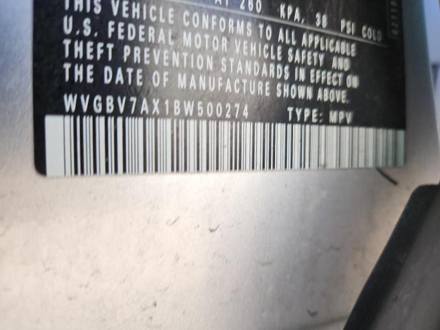 2011 VOLKSWAGEN TIGUAN S - WVGBV7AX1BW500274