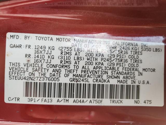 2007 TOYOTA TACOMA ACC #3287711009