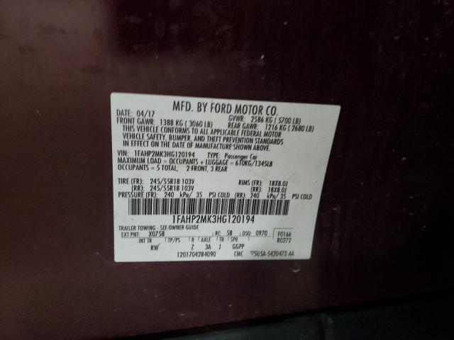 2017 FORD TAURUS POL 1FAHP2MK3HG120194