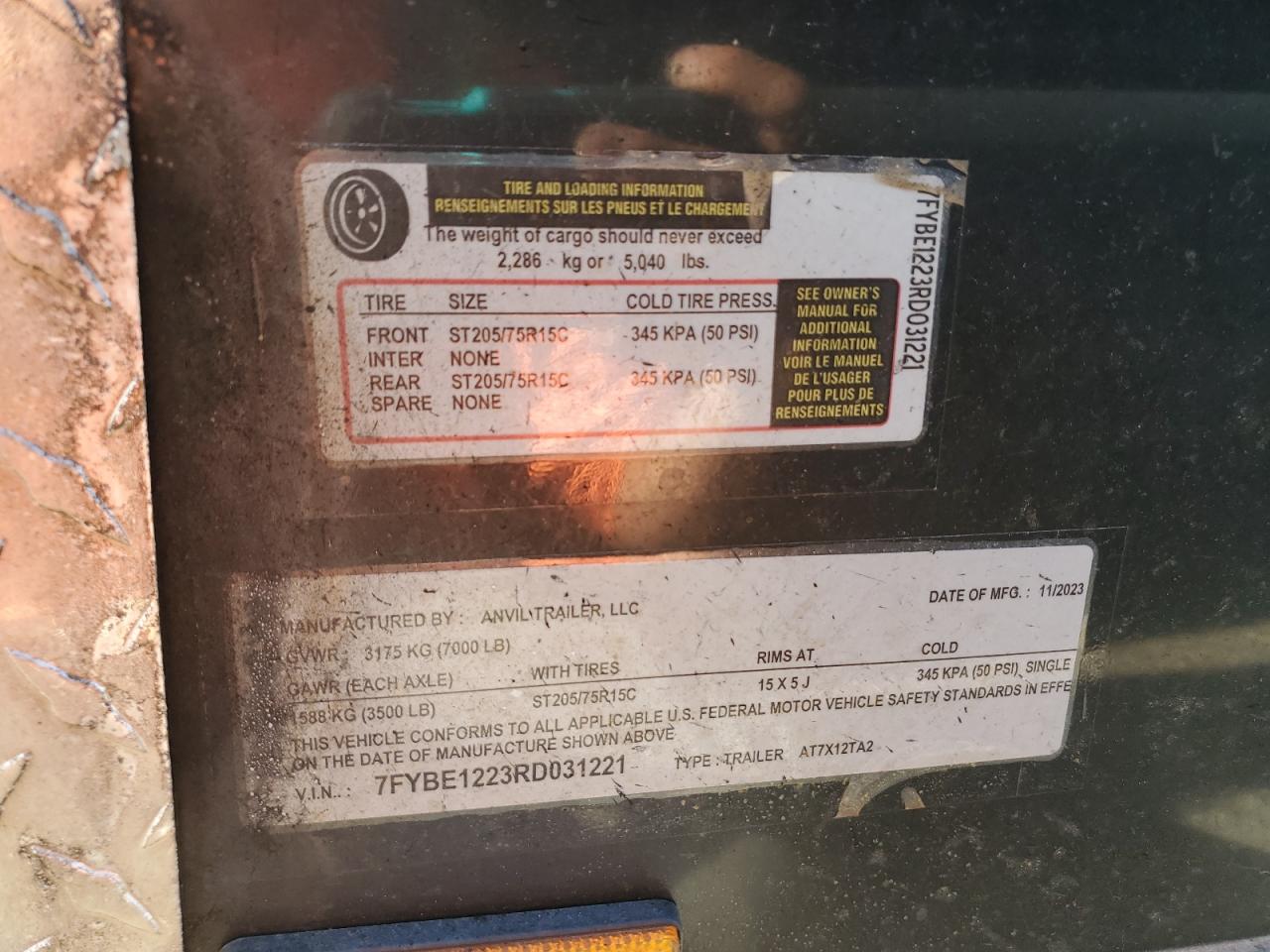 Lot #3302758344 2023 ANVIL AT7X16TA2