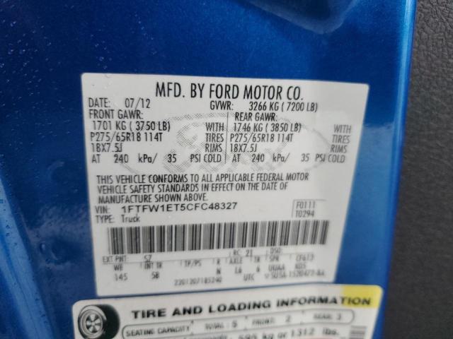 2012 FORD F150 SUPER - 1FTFW1ET5CFC48327