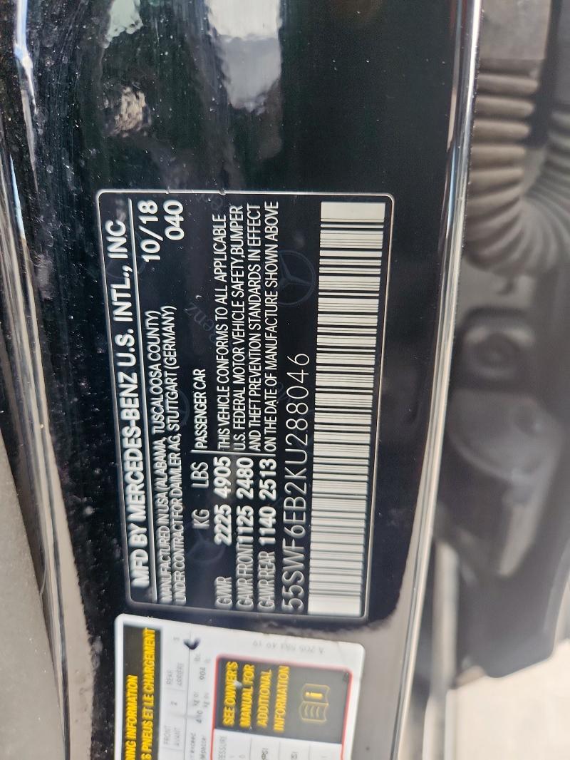 2019 MERCEDES-BENZ C 43 AMG 55SWF6EB2KU288046