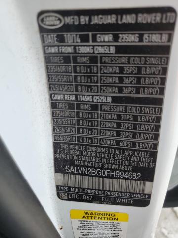 2015 LAND ROVER RANGE ROVE #3286505173