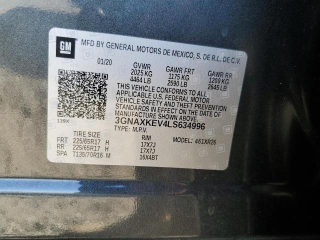 2020 CHEVROLET EQUINOX LT 3GNAXKEV4LS634996