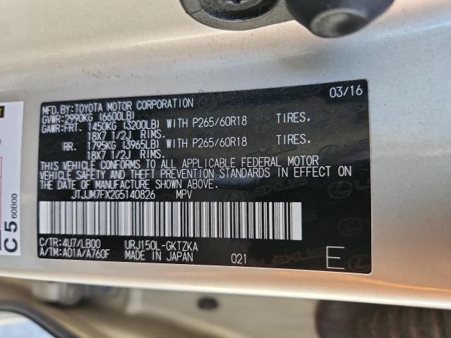 2016 LEXUS GX 460 PRE JTJJM7FX2G5140826