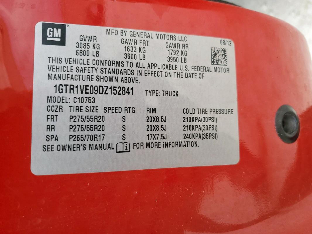 2013 GMC SIERRA C15 - 1GTR1VE09DZ152841