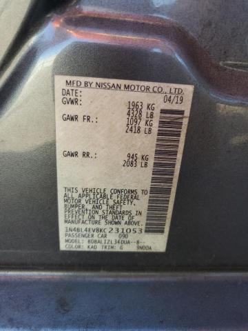 2019 NISSAN ALTIMA SL 1N4BL4EV8KC231053