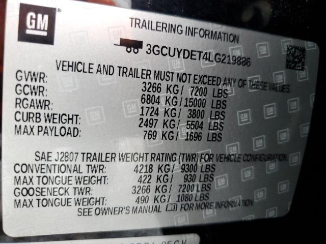 2020 CHEVROLET SILVERADO 3GCUYDET4LG219886