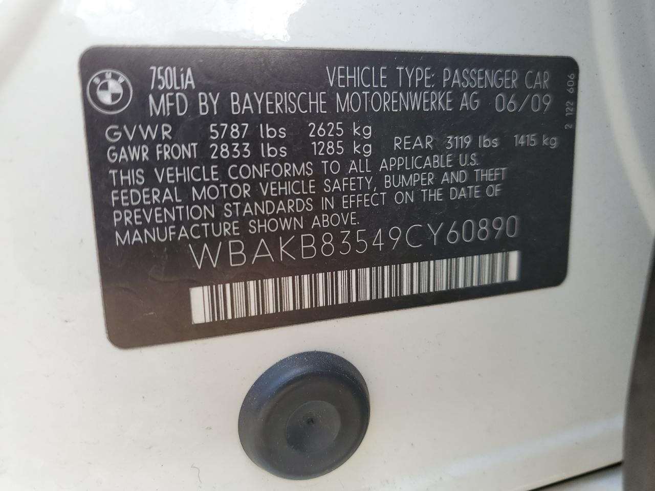 Lot #3286560174 2009 BMW 750 LI