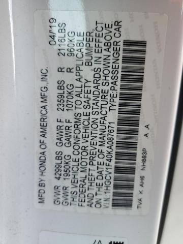2019 HONDA ACCORD EX 1HGCV1F40KA087671