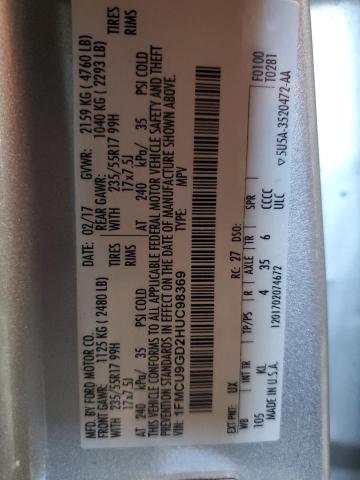 2017 FORD ESCAPE SE - 1FMCU9GD2HUC98369