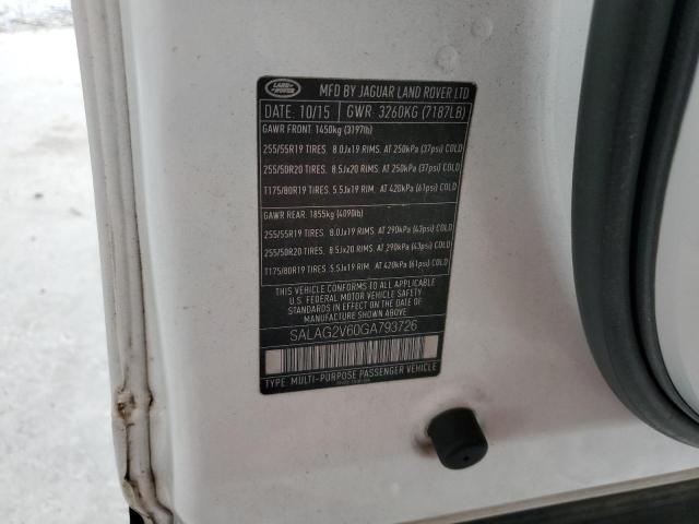 2016 LAND ROVER LR4 HSE SALAG2V60GA793726