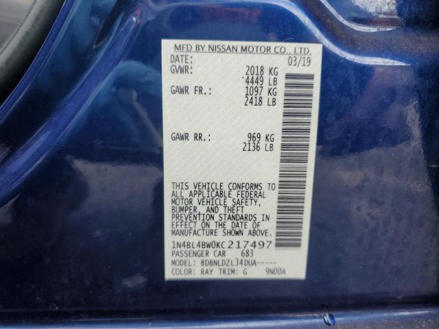 2019 NISSAN ALTIMA S 1N4BL4BW0KC217497