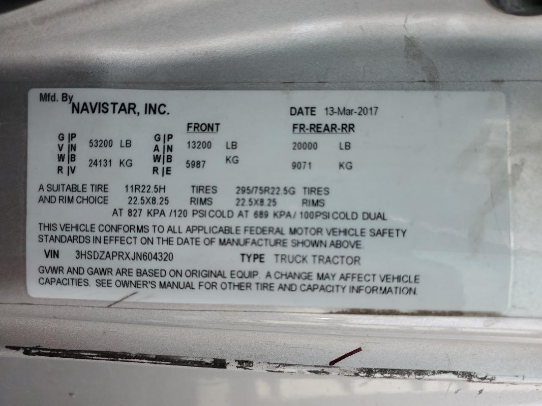 2018 INTERNATIONAL LT625 #3304687914