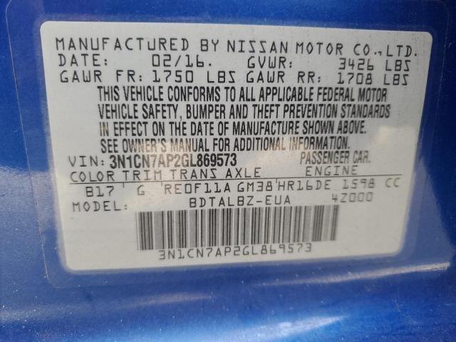 2016 NISSAN VERSA S #3297894796