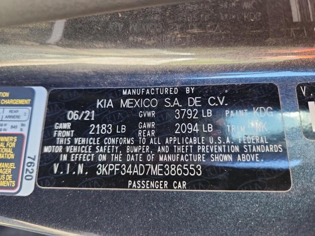 2021 KIA FORTE GT L 3KPF34AD7ME386553