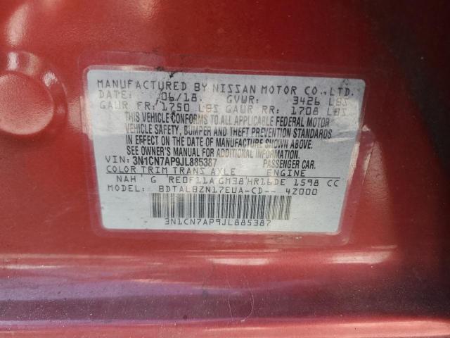 2018 NISSAN VERSA S - 3N1CN7AP9JL885387