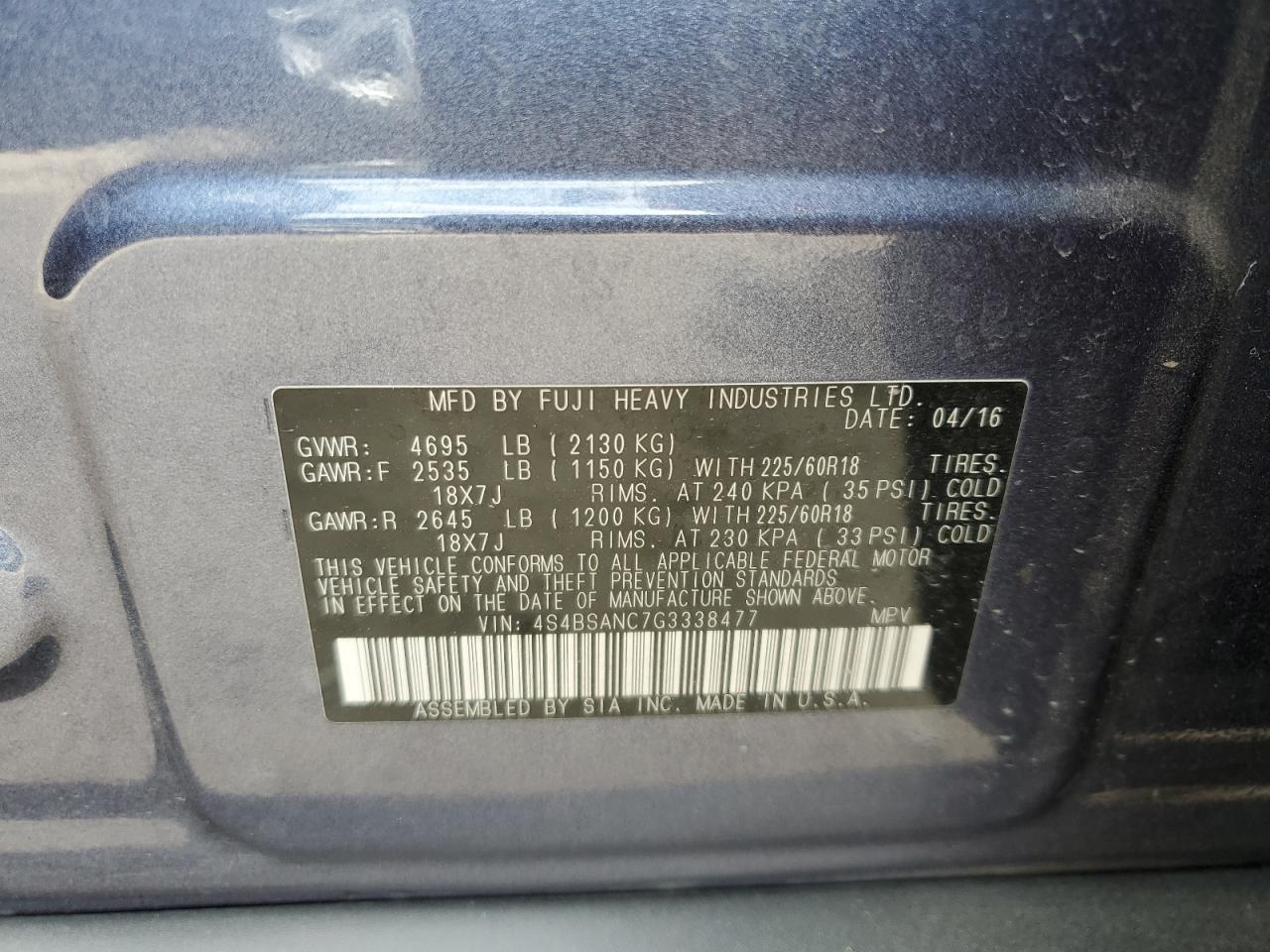 SUBARU OUTBACK 2.5I LIMITED