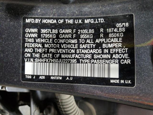 2018 HONDA CIVIC EX SHHFK7H50JU227395