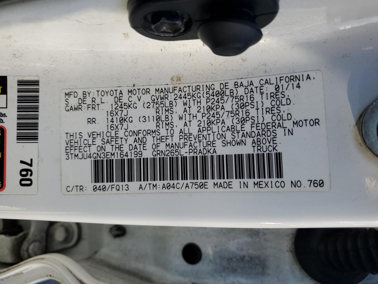 Lot #3261908984 2014 TOYOTA TACOMA DOU