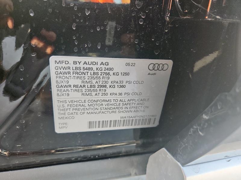 2022 AUDI Q5 SPORTBA WA15AAFY0N2122983