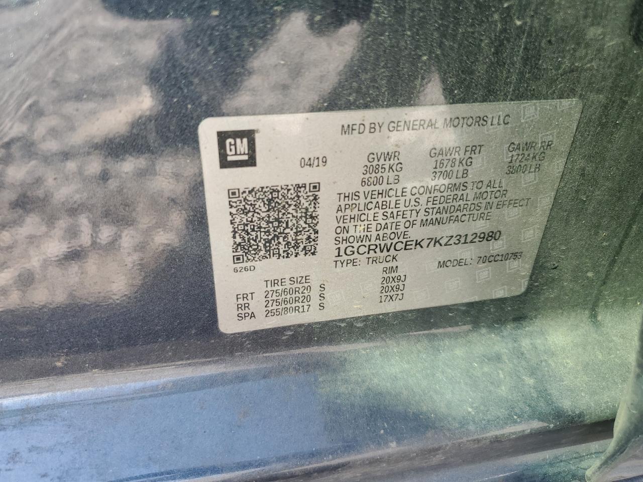 Lot #3302869897 2019 CHEVROLET SILVERADO C1500 LT