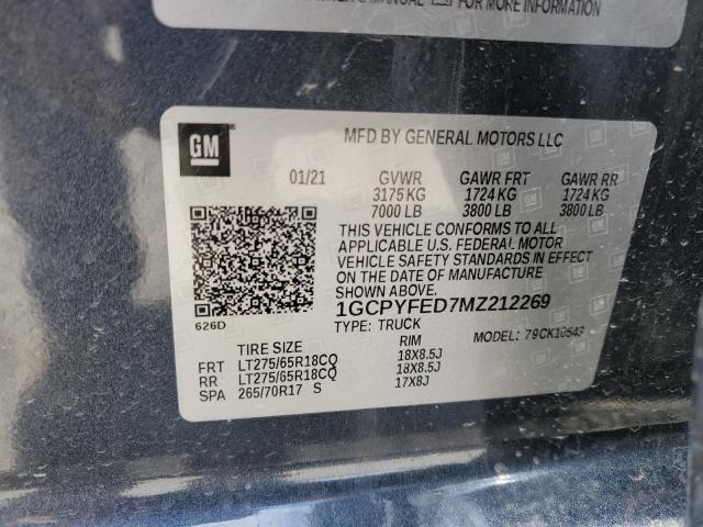 2021 CHEVROLET SILVERADO - 1GCPYFED7MZ212269