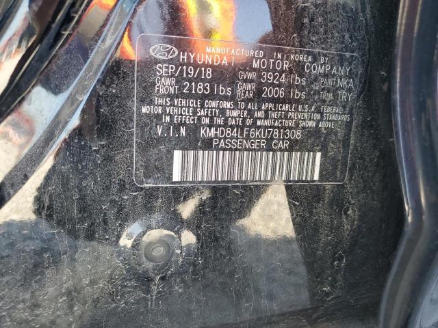 2019 HYUNDAI ELANTRA SEL KMHD84LF6KU781308